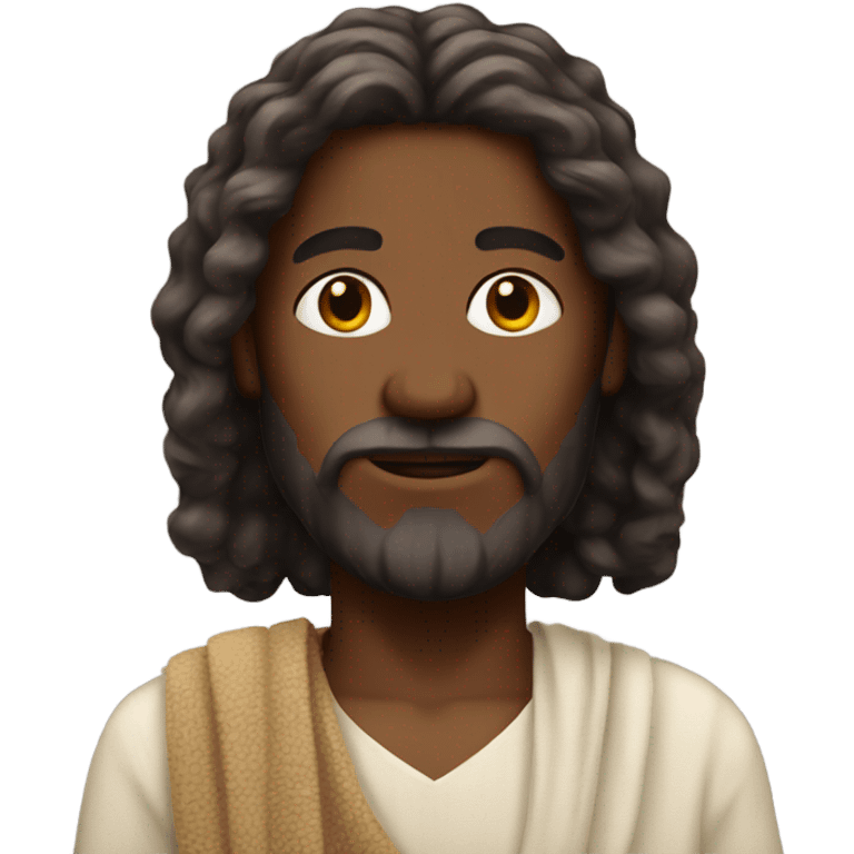 jesus with wool hair dark skin emoji