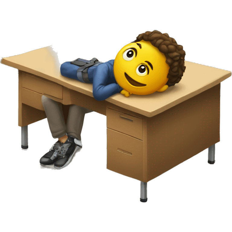 student lies down on a school desk emoji