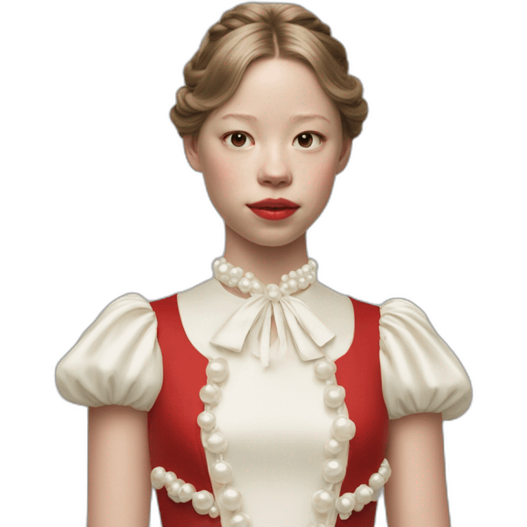 pearl (mia goth) in her red audition dress emoji