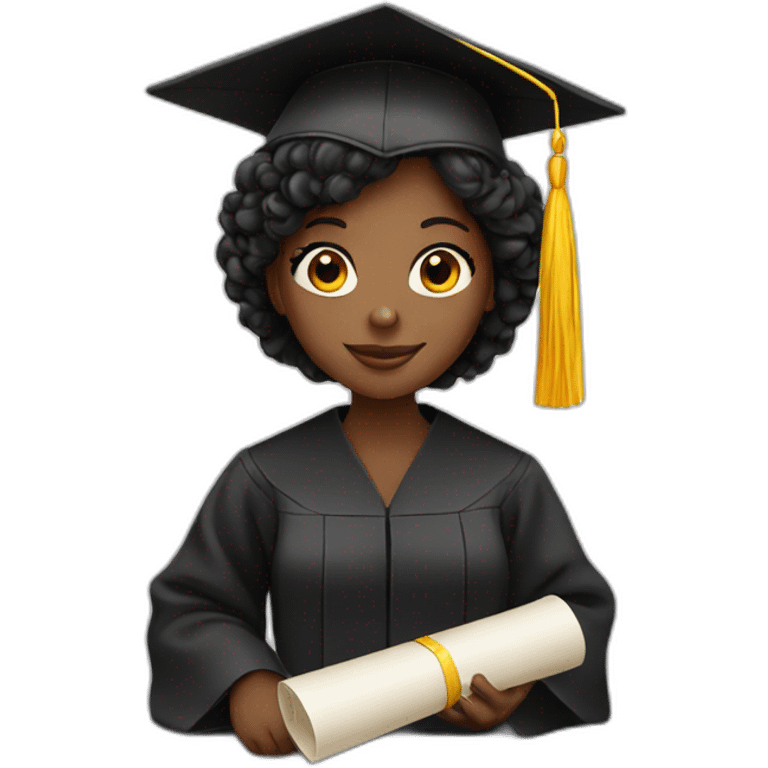 Black girl graduating with certificate  emoji