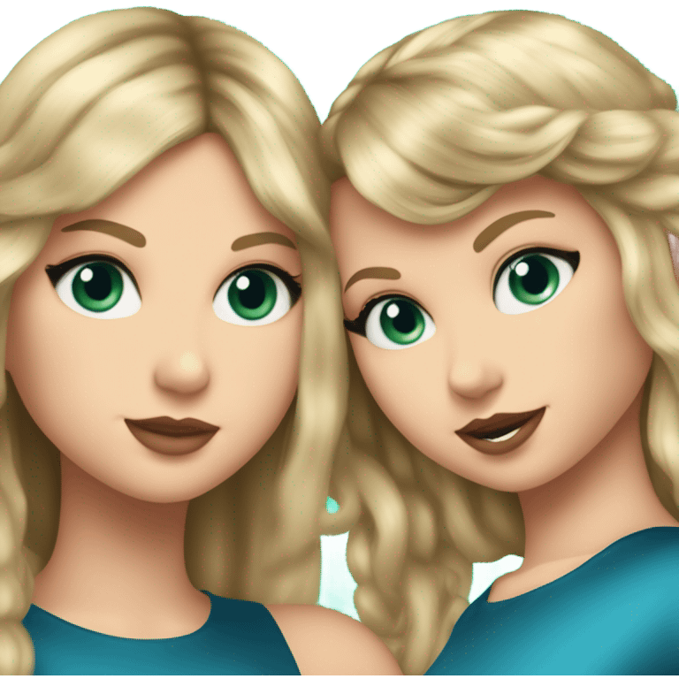 Create Taylor swift in her reputation era giving a hug to a 13 year old girl with medium length blonde straight hair and blue green eyes  emoji