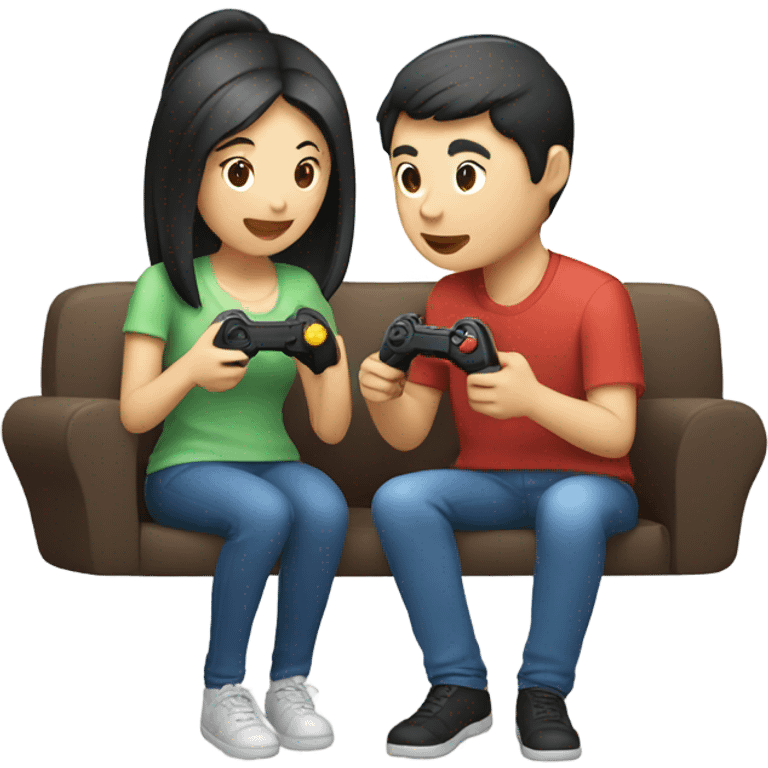 Asian Couple playing video games emoji