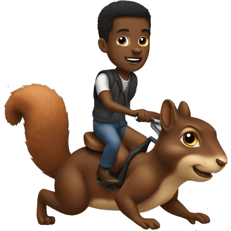 black man riding a squirrel  emoji