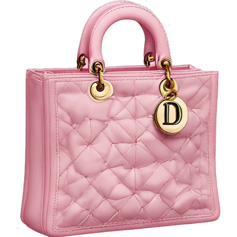 A pink rectangle Dior bag with hart embroidery ￼ emoji