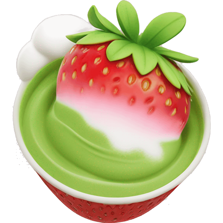 Strawberry Matcha with strawberry cold foam on the top iced ￼ emoji