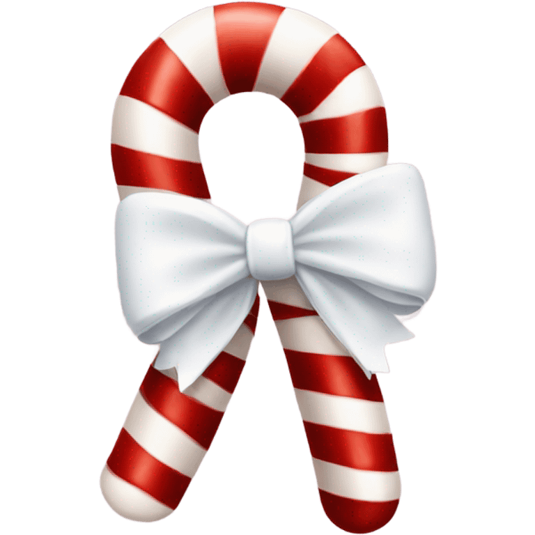 Candy cane with a white bow tied near the bottom emoji