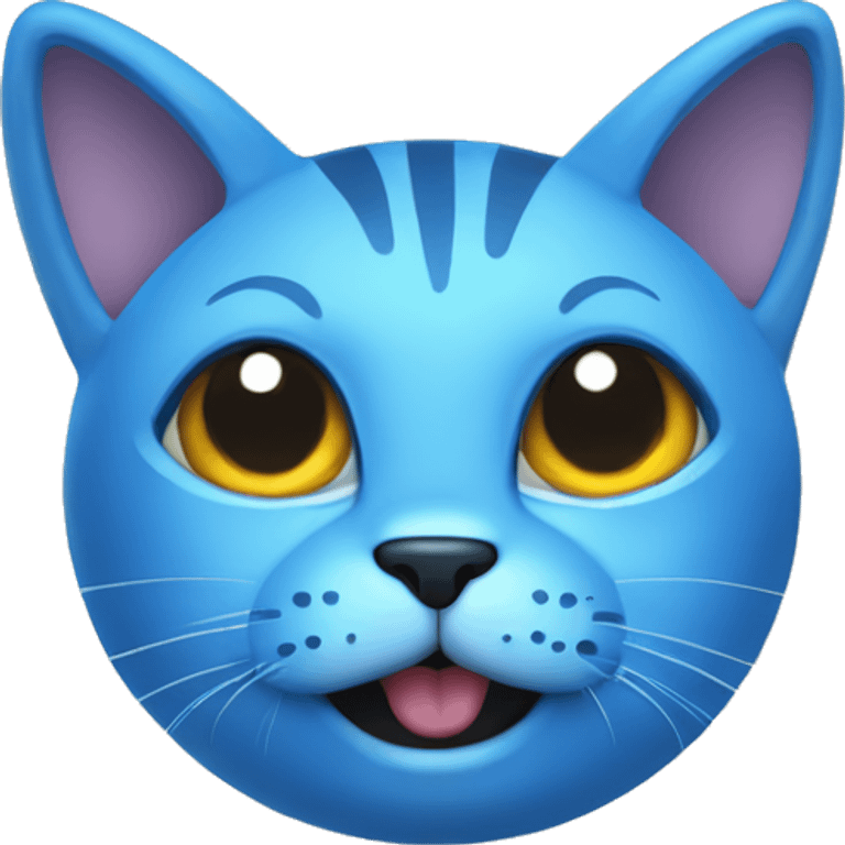 Blue cat whit black pupils smiling gumball emoji