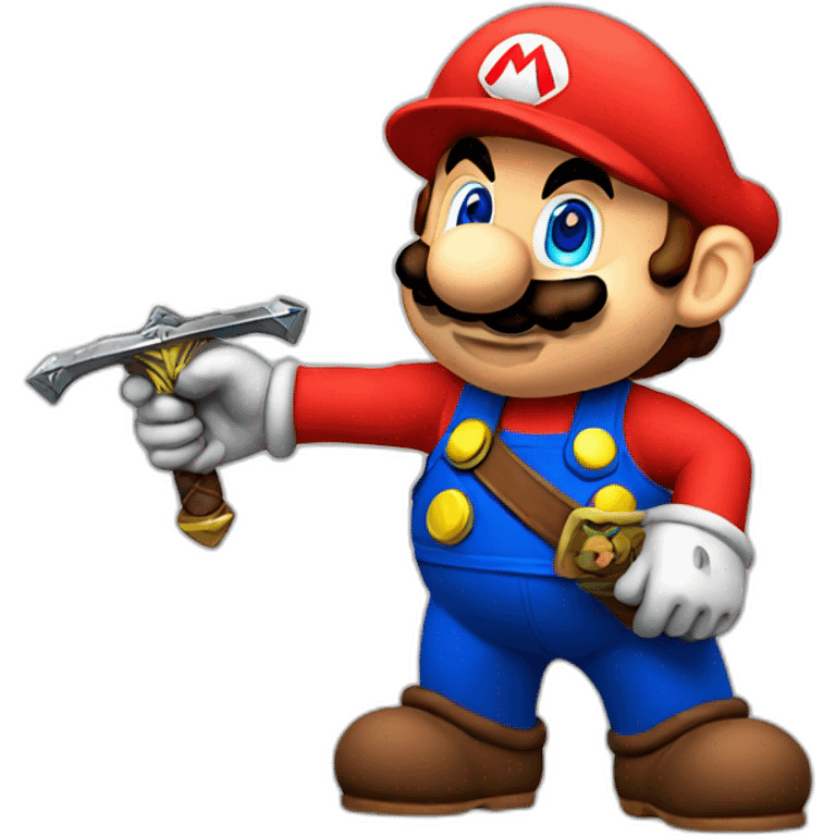 Mario with an enormous Sword emoji