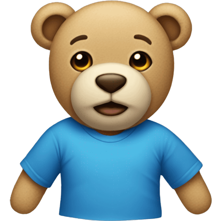 Beige teddy with a blue t shirt emoji