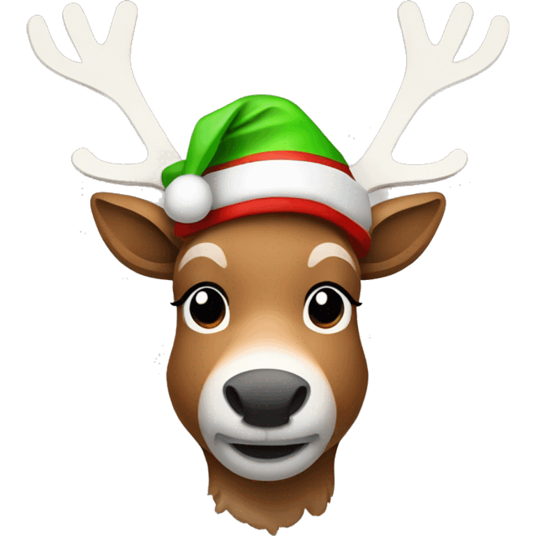 Reindeer with christmas hat emoji