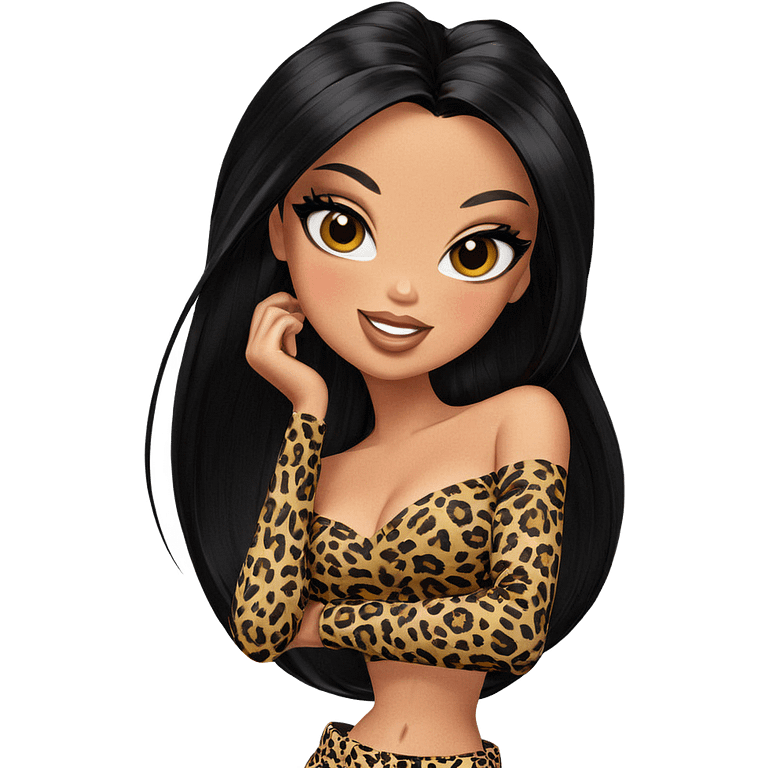 smiling girl in leopard print emoji