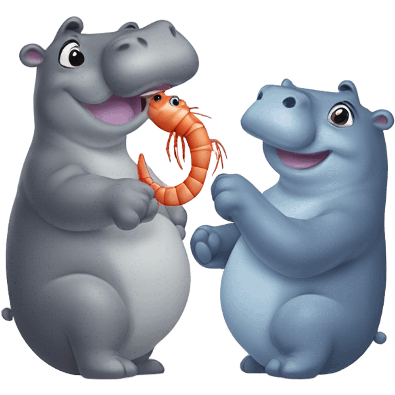 Hippopotamus and shrimp in love  emoji