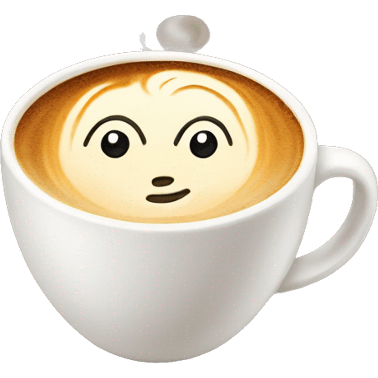 A coffee cup with latte art emoji