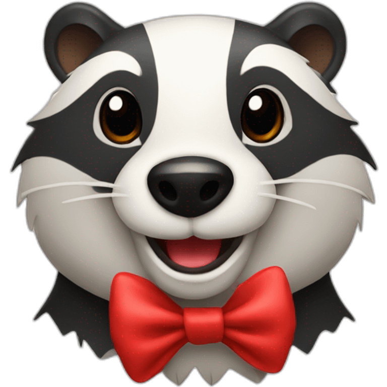 happy badger with red bow on head emoji