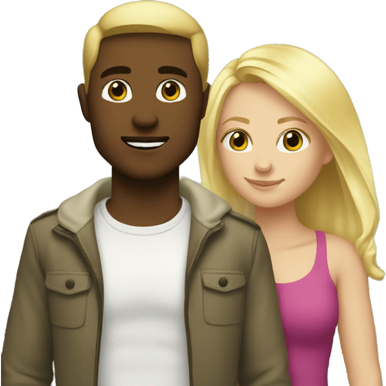 Blonde girl and white head guy outdoor together  emoji