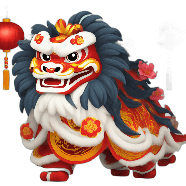 Chinese style, Happy New Year, Lion dance emoji