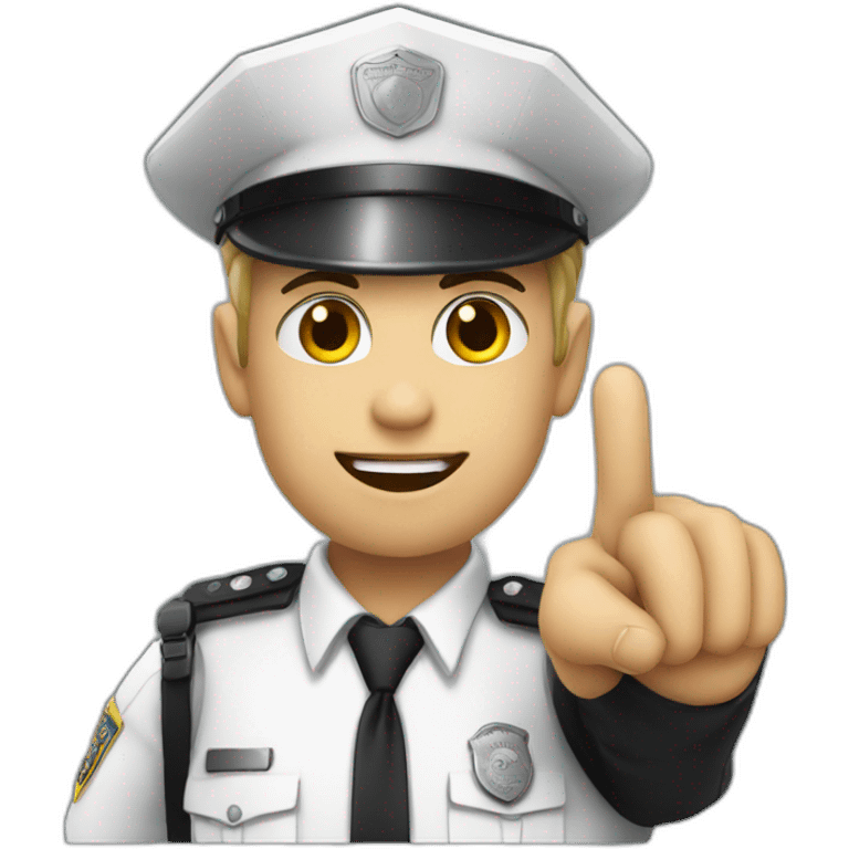 White police person point finger up emoji