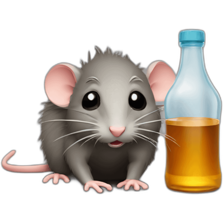 hungover rat with bottle of wiskey emoji