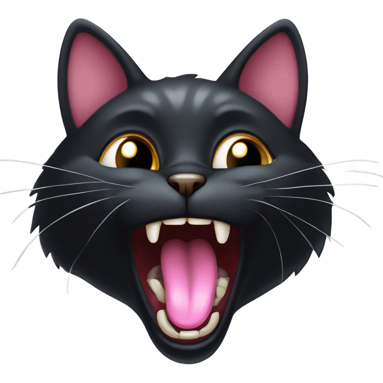 black cat yawning emoji