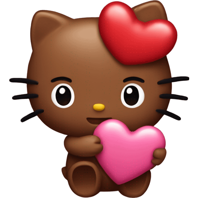 Brown hello kitty holding heart emoji