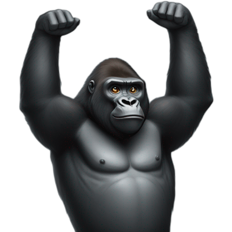 A gorilla with two arms no legs saying hi emoji