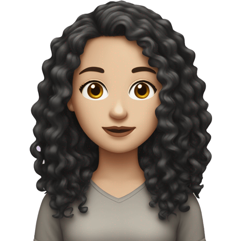 White girl with black curly long hair emoji