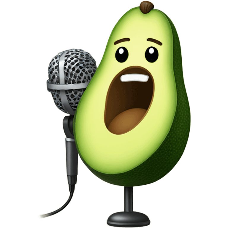 Avocado singing with microphone emoji