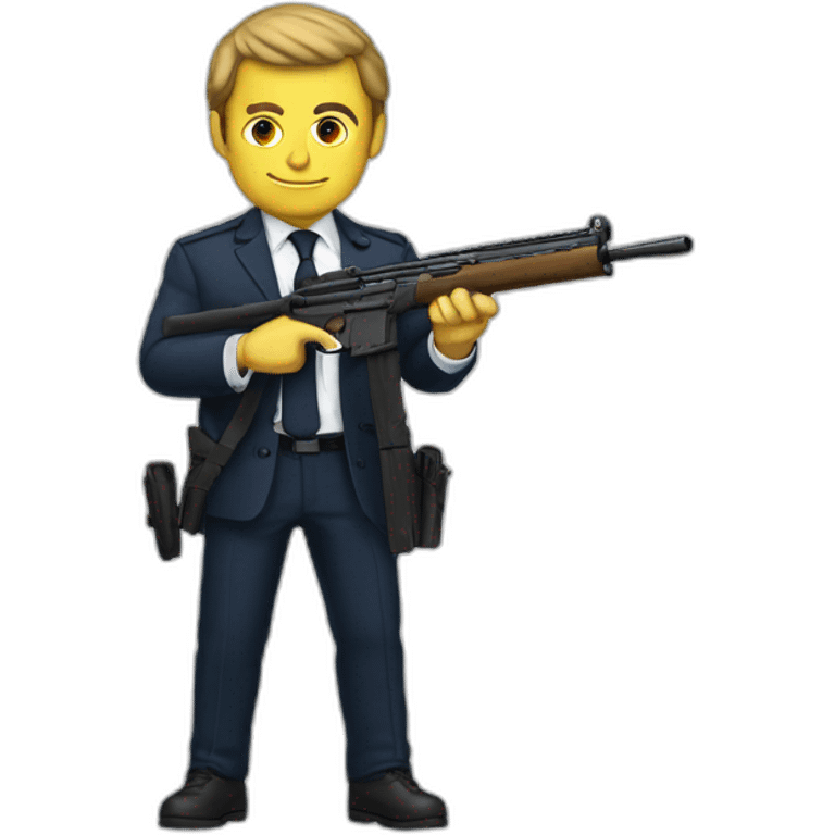 Macron avec un fusil emoji