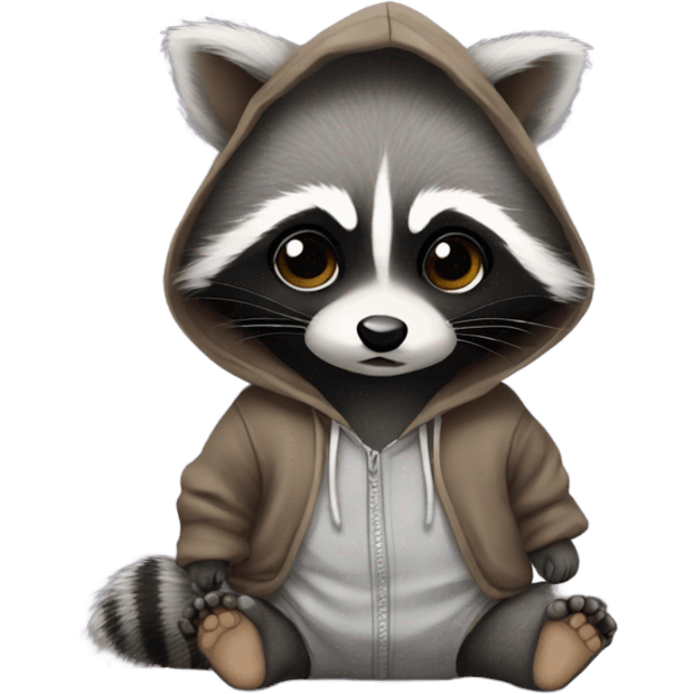 Raccoon baby with hoodie  emoji