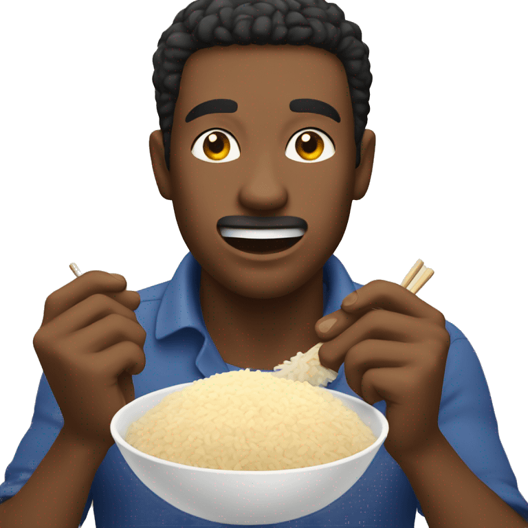 guy eating rice instead of potato emoji