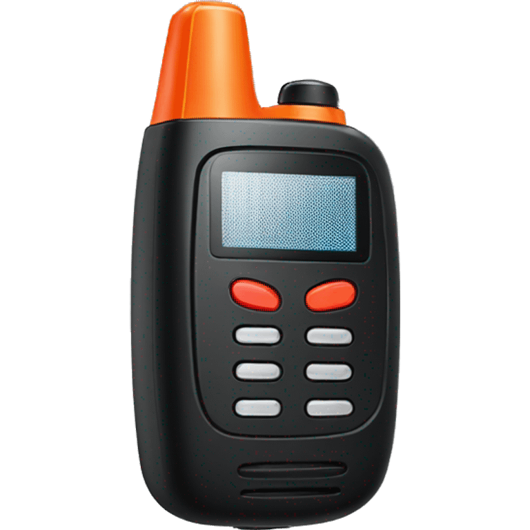 black walkie talkie with red-orange button on side emoji