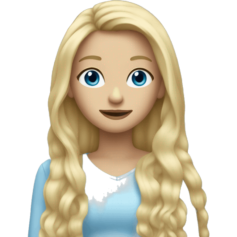 long hair blonde girl blue eyes  emoji