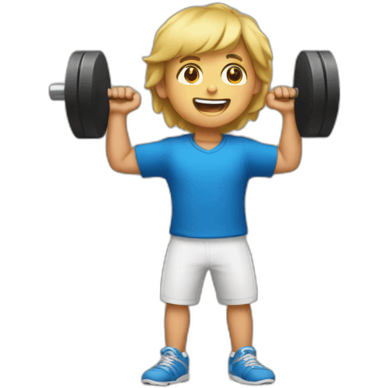 kid with weights while playing football emoji