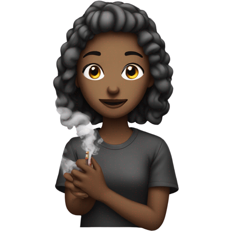 Girl holding smoke emoji