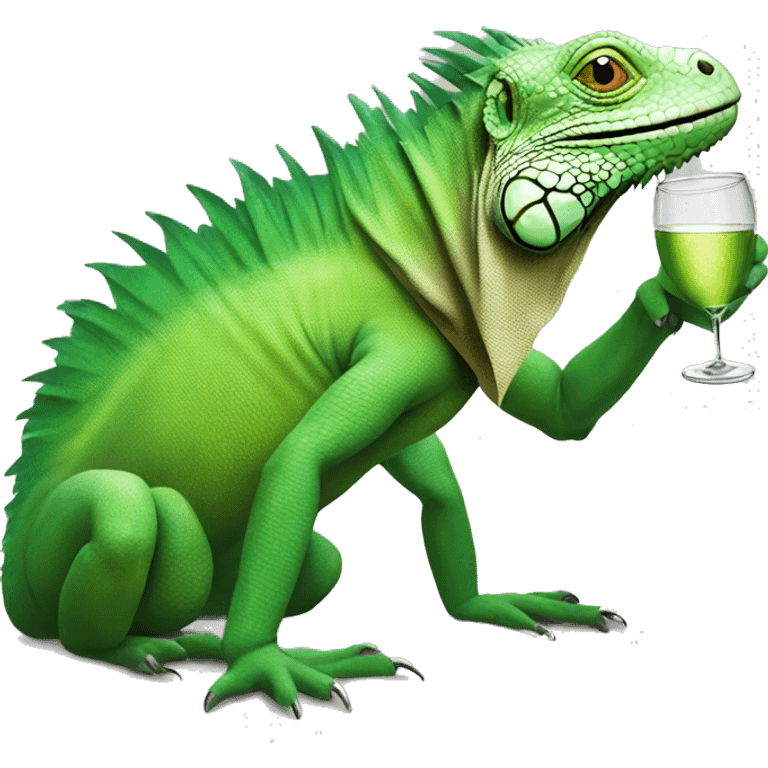 Iguana drinking  champagne  emoji