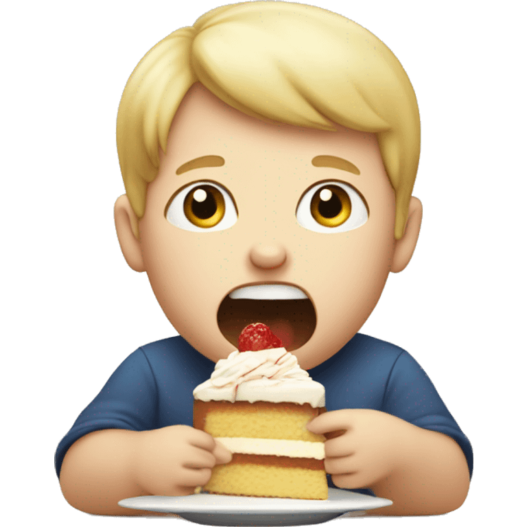 fat blond kid eating cake emoji