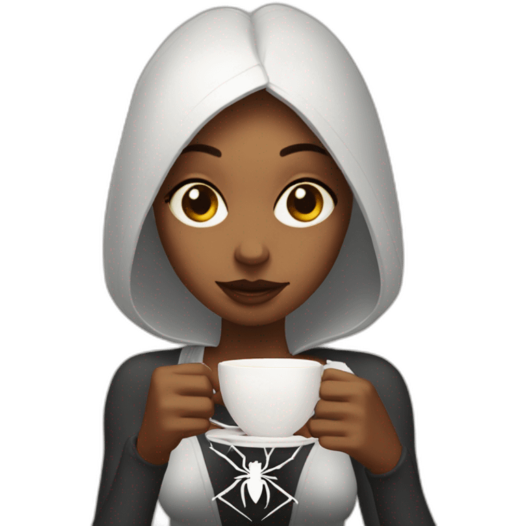 spider girl drinking tea emoji