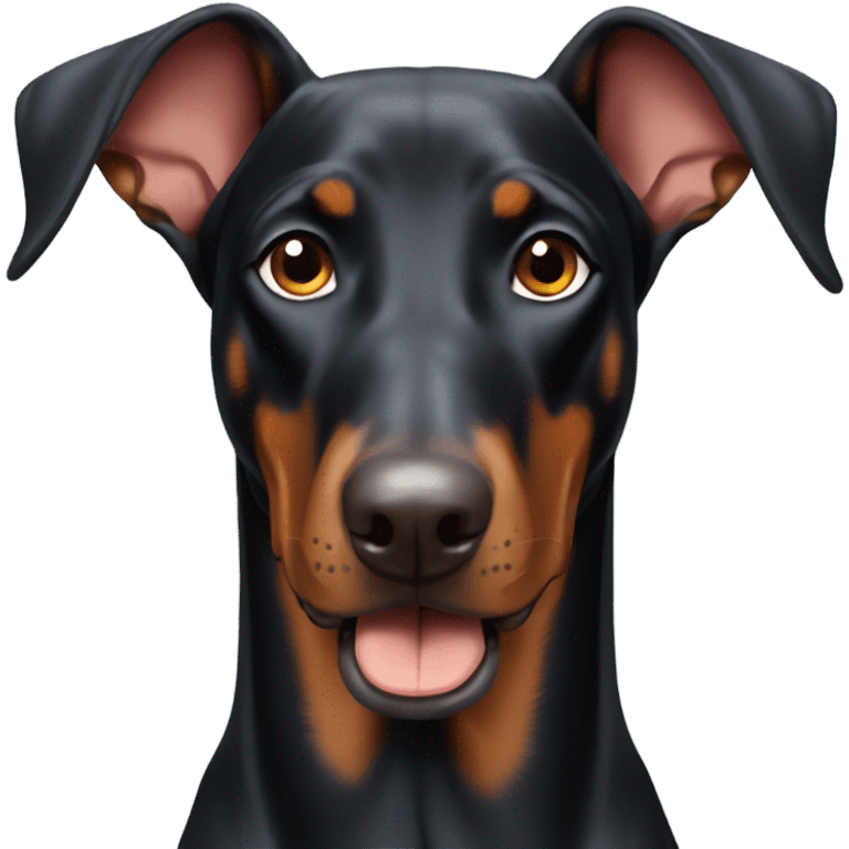 Doberman with floppy ears emoji