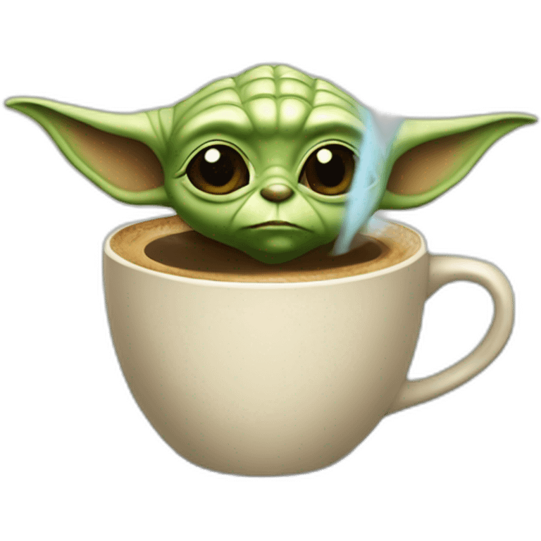 A Yoda turned into a cup of coffee emoji