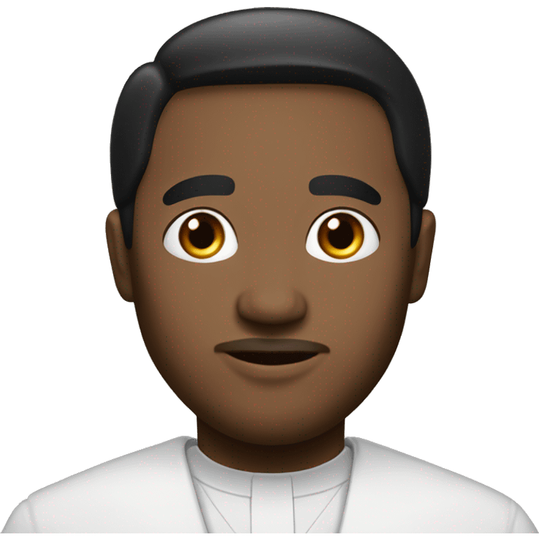 Christian clergyman with black hair, black eyes, emoji