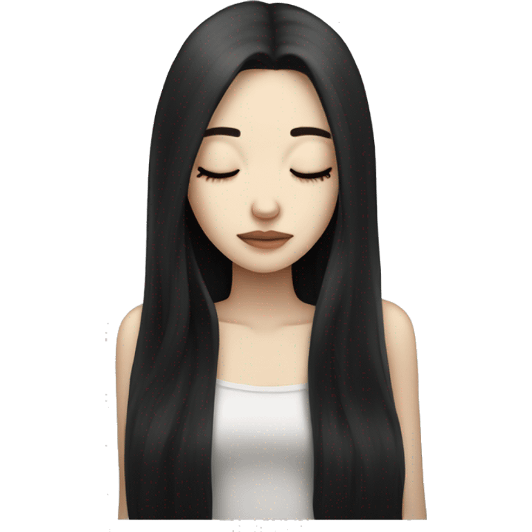 pale girl with long black hair sleeping  emoji