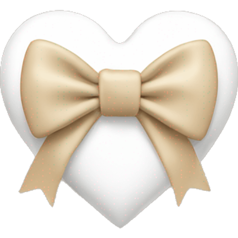 white heart with beige bow emoji