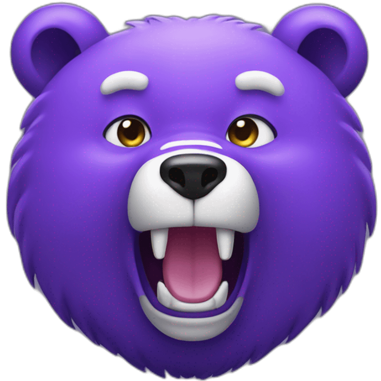 Purple bear with white eyes roaring emoji