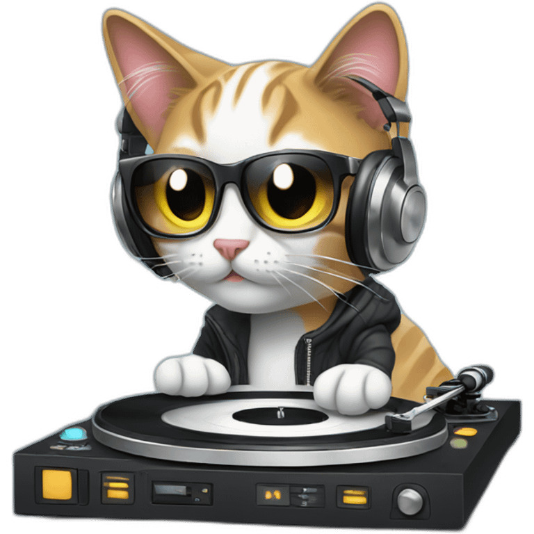 DJ cat with turntable emoji