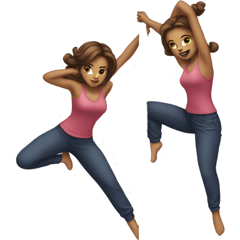 Difficult pole move female duo emoji