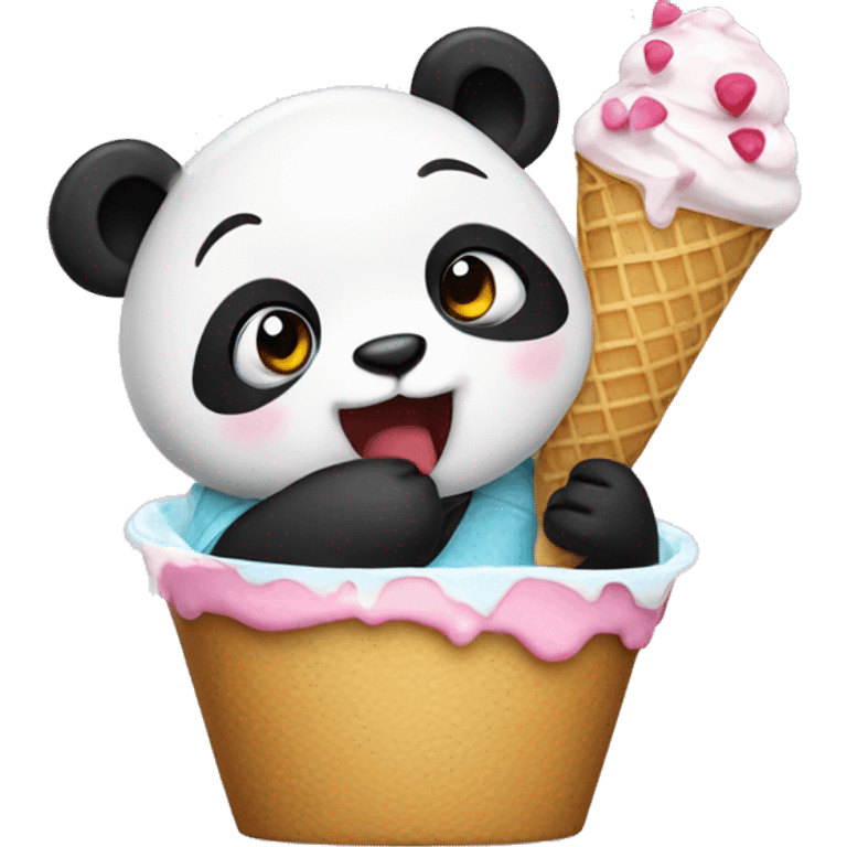 Panda eating ice cream emoji