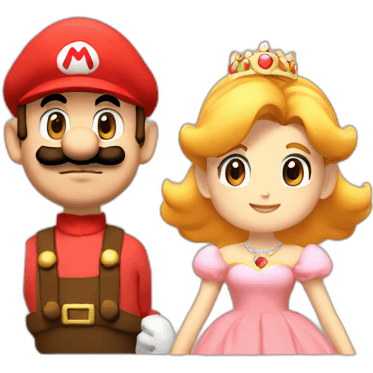 Weading Mario and peach emoji