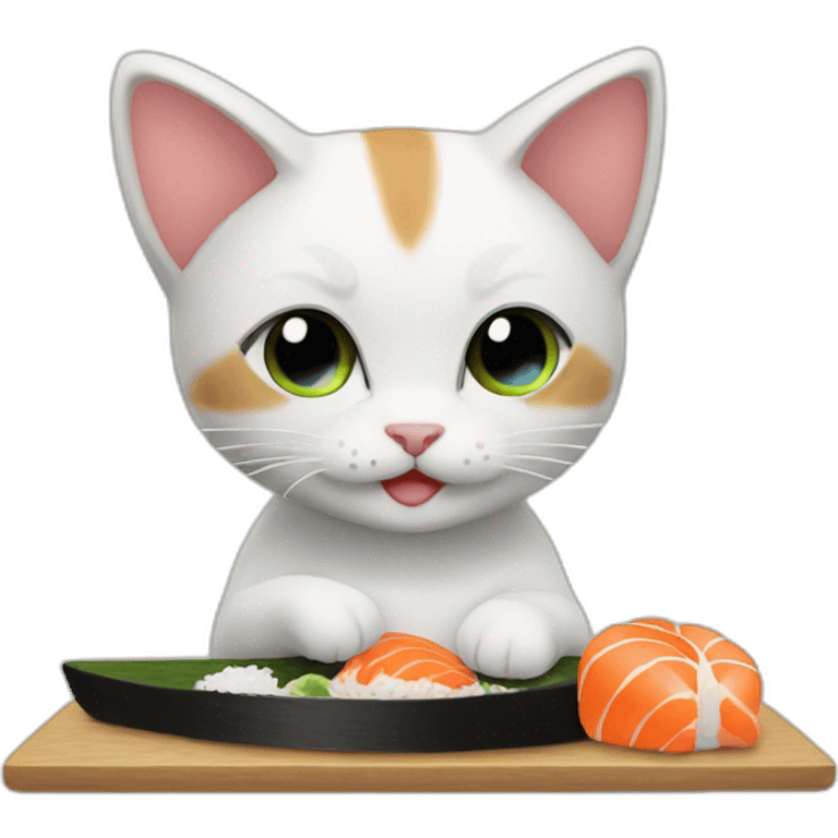 kitten making sushi emoji