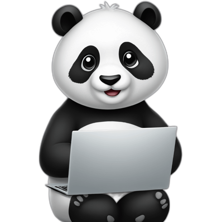 panda-wearing-square-and-white-tee-hug key-on-a-black-laptop emoji