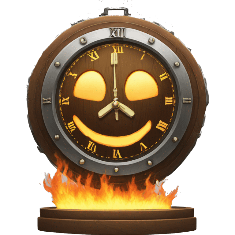 big clock made of fire emoji